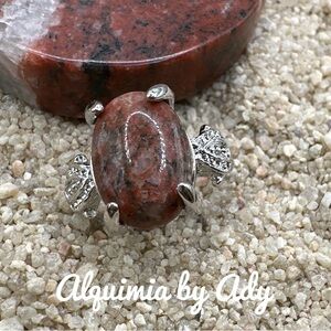 SILVER RED PICASSO JASPER RING
